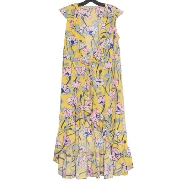 See And Be Seen Cover Up Floral Cottage Boho Resort Beach Y2K Midi Yellow Small - Picture 1 of 5